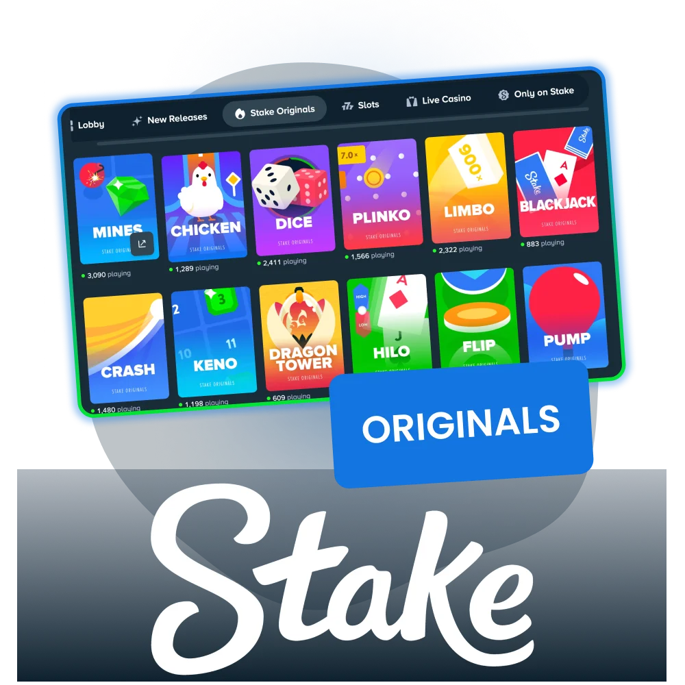 Play exclusive Stake Originals for real money in Canada.