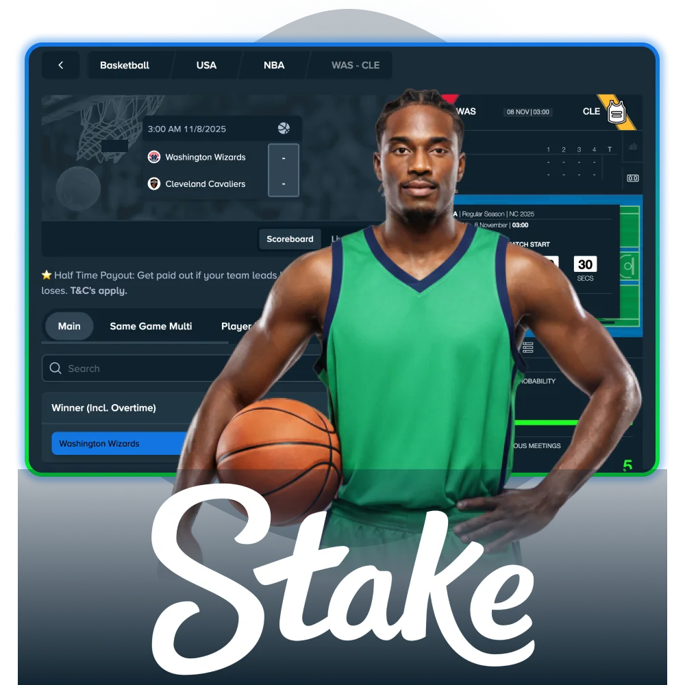 Bet on basketball at Stake Casino Canada, from NBA to EuroLeague games.