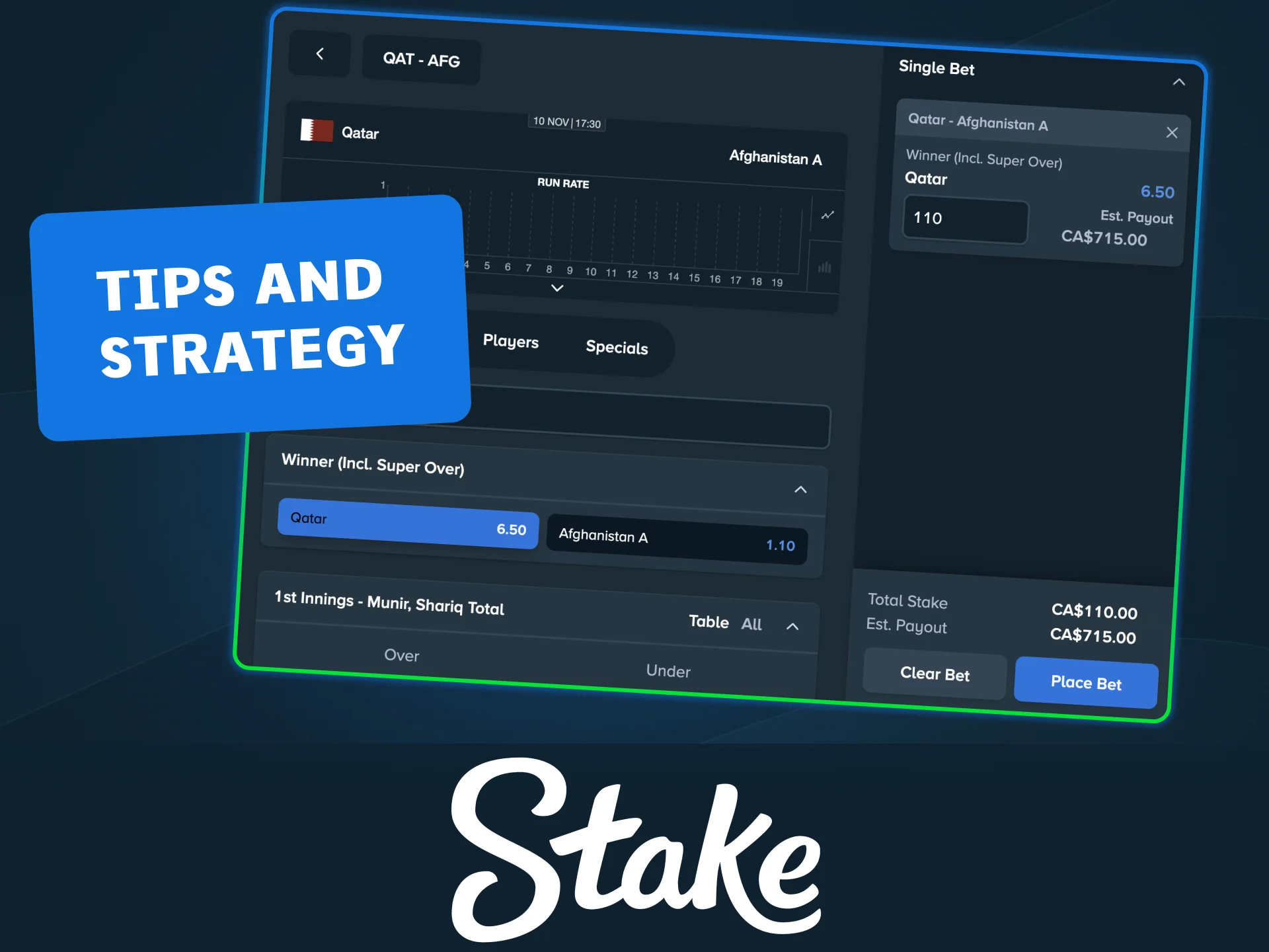 Improve your cricket bets by studying players, weather, and odds on Stake.