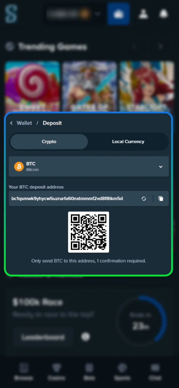Use your preferred payment method to deposit funds at Stake Canada.