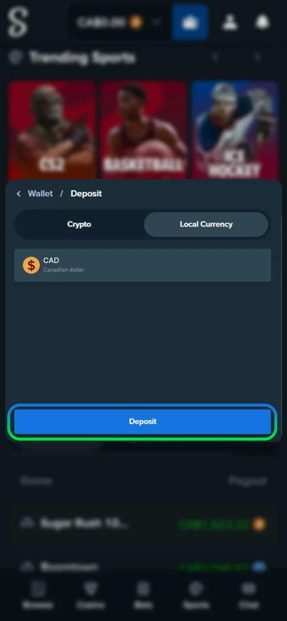 Fund your Stake Casino balance instantly with Interac or crypto.
