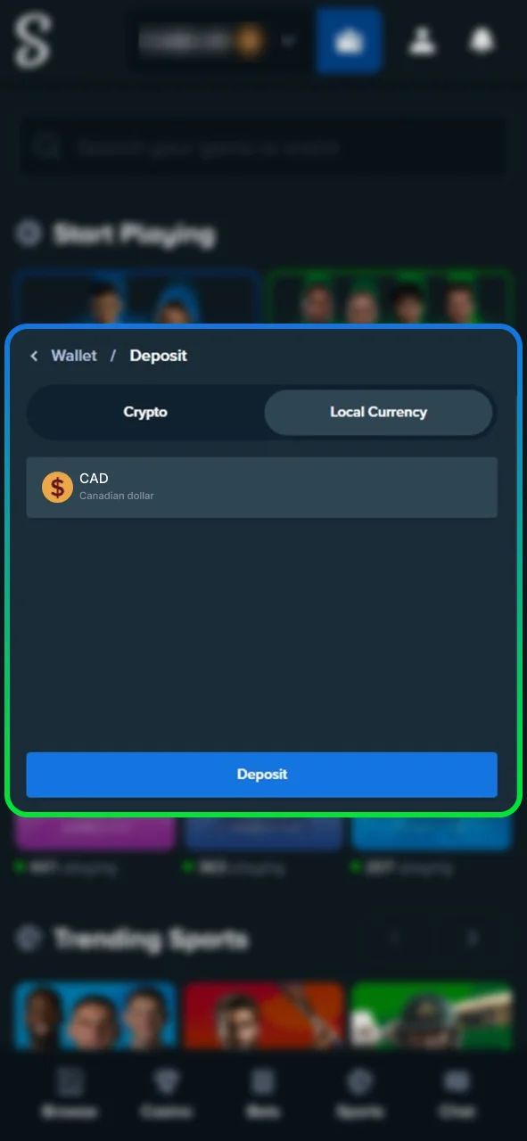 Add funds to your Stake Casino account instantly with Interac or crypto.